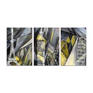 New Perspex Art: Europe Art 3pc 1800x900 Perspex Wall Art