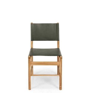Collection Furniture By Design: Ned Dining Chair - Olive (Teak & Leather)