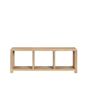 Occasional: Oaky Bookcase Low 1400w - sleeked curved lines