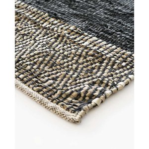Caracas Floor Rug - Black/Saddle (100% Leather)
