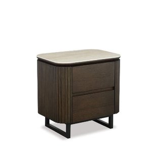 Mel 2 Dr Bedside Cabinet - Fluted Side Panels