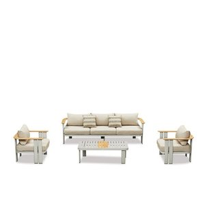 Lamont Outdoor Lounge Suite - 4 Pce (Teak arms)