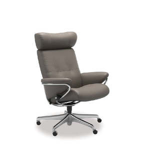 Stressless: Stressless Berlin Leather Home Office Chair - Adjustable Headrest (Velaro)