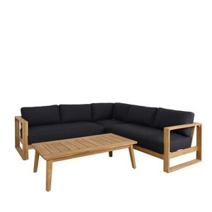 Outdoor: Leo Teak Outdoor Corner Sofa set - Quick Dry Foam