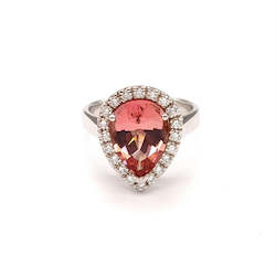 Custom Jewellery: Pear Shaped Pink Tourmaline and Diamond Ring