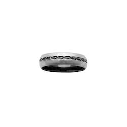 Rings: ZiRO Black and White Patterned with Comfort Curve™ Band