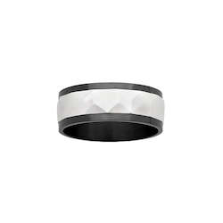 Rings: ZiRO Sterling Silver & Black Zirconium Band