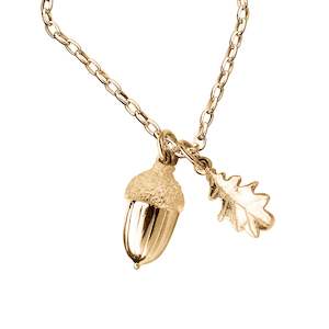 Necklaces: Acorn and Leaf Necklace Gold-Plated