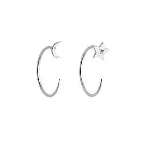 Earrings: Moon and Star Hoops