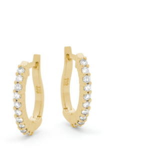 Earrings: Yellow Gold Diamond Huggie Earrings