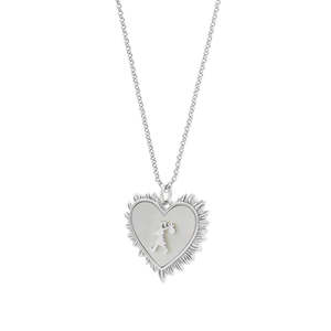 Necklaces: Runaway Flaming Mother Of Pearl Heart Necklace