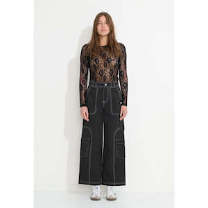 Misfit: MISFIT WATER PIPE CARGO PANT - BLACK