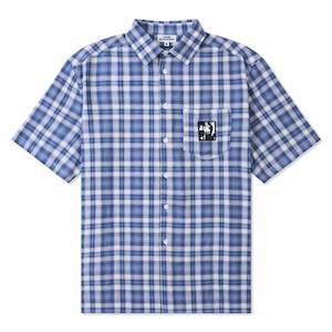 COME SUNDOWN BRAIN POWER PLAID SHIRT - BLUE
