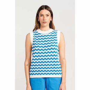 Womens Tops: THING THING SQUIGGLE VEST - UNBLEACHED MARINE