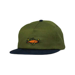 Krooked: KROOKED MERMAID FISH SNAPBACK - OLIVE/NAVY