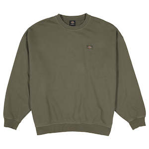 DICKIES CLASSIC LABEL HEAVYWEIGHT OVERSIZED BOX FIT SWEATSHIRT - WASHED DARK KHAKI