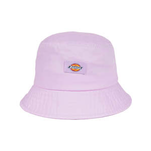 Dickies Accessories: DICKIES CLASSIC LABEL BUCKET HAT - PINK/WHITE