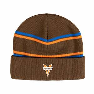 Venture: VENTURE HERITAGE CUFF BEANIE - BROWN/ORANGE/BLUE
