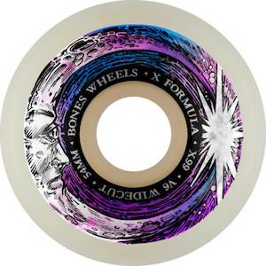 54mm Skateboard Wheels: BONES X-FORMULA V6 WIDECUT 99A 54MM WHEELS - MOON BEAM