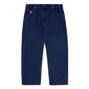 Cash Only: CASH ONLY LOGO BAGGY DENIM JEANS - RAW INDIGO