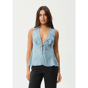 AFENDS DELIA CUPRO TOP - ETHER BLUE