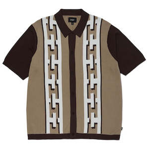 Knitwear: HUF PILLAR S/S KNIT SWEATER - BROWN