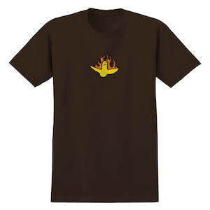 Krooked: KROOKED FIRE BIRD TEE - DARK CHOCOLATE