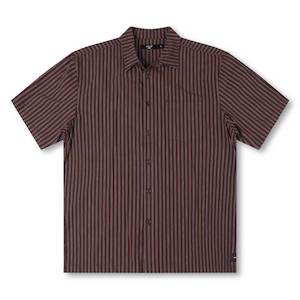 Former: FORMER REYNOLDS STRIPE SS SHIRT - BROWN