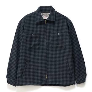 S/DOUBLE PLAID ZIP THRU LS SHIRT - INDIGO