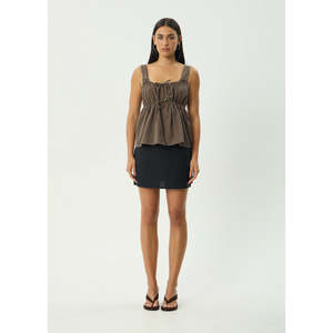 Afends: AFENDS CYRUS TIE TOP - COFFEE STRIPE