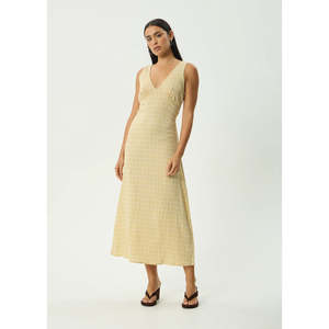 Afends: AFENDS SUNDAY SEERSUCKER MAXI DRESS - LEMON CHECK
