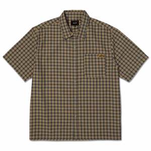 HUF STRETCH MICRO PLAID SHIRT - CLAY