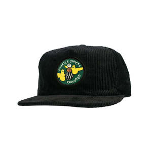Krooked: KROOKED X QUARTERSNACKS SNACKBIRD SNAPBACK - BLACK CORDUROY