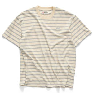S/DOUBLE STRIPE TEE - GREIGE