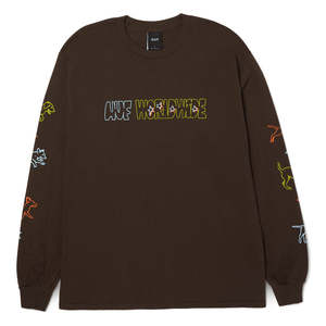 HUF FETCH L/S TEE - CHOCOLATE