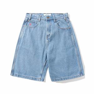 Cash Only: CASH ONLY LOGO DENIM SHORT - WASHED INDIGO
