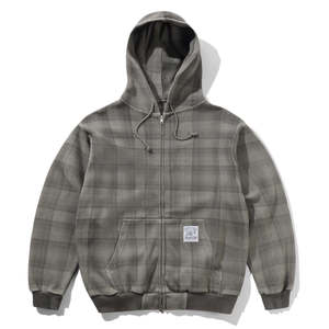 BUTTER GOODS WAFFLE ZIP-THRU HOOD - GREY PLAID
