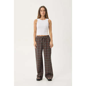 Afends: AFENDS REVERIE SEERSUCKER PANT - COFFEE CHECK