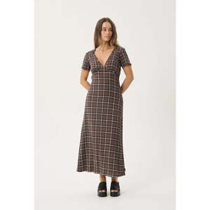 AFENDS REVERIE SEERSUCKER MAXI DRESS - COFFEE CHECK
