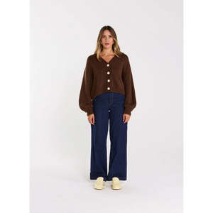 THING THING HUDDLE CARDIGAN - CHOCOLATE