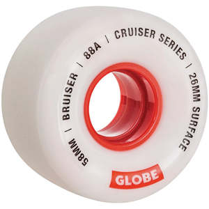 GLOBE BRUISER CRUISER WHEELS WHITE/RED 58MM 88A