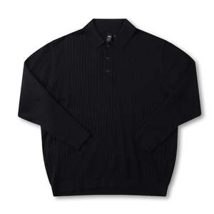Knitwear: FORMER FRANCHISE LS KNOT POLO - BLACK