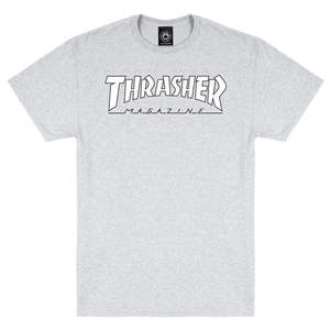 THRASHER OUTLINED TEE - GREY/WHITE