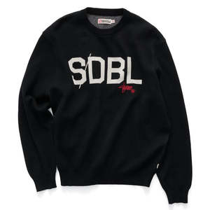 Knitwear: S/DOUBLE SDBL KNIT SWEATER - BLACK
