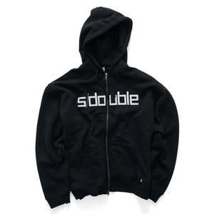 S/DOUBLE BLOCK ZIP HOODIE - BLACK