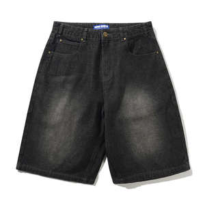 Mens Shorts: BUTTER SCORPION STITCH DENIM SHORTS - SLUB BLACK