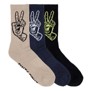 Santa Cruz: SANTA CRUZ SCREAMING PEACE CREW SOCKS 3 PACK - CLAY/GUNMETAL/BLACK