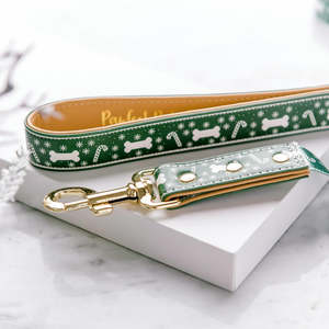 Deck the Paws - Green Sweater Vegan Leather Dog Lead