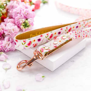 Think Pretty Thoughts - Bouquet Vegan Leather Dog Lead