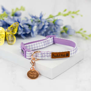Soft Dog Collars: Social Butterfly - Purple Gingham Soft Dog Collar